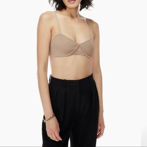 Aritzia sculpt knit bra top in taupe